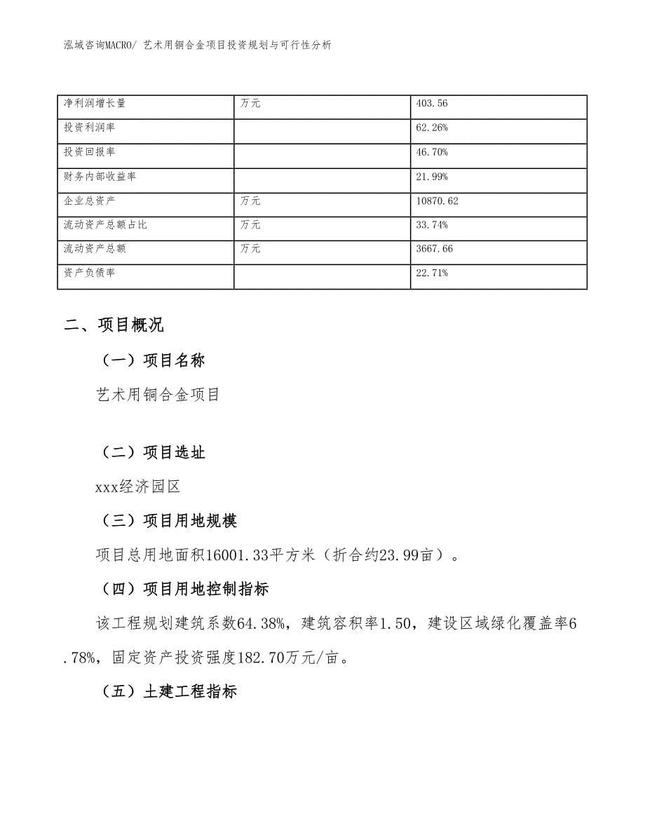 艺术用铜合金项目投资规划与可行性分析_第5页