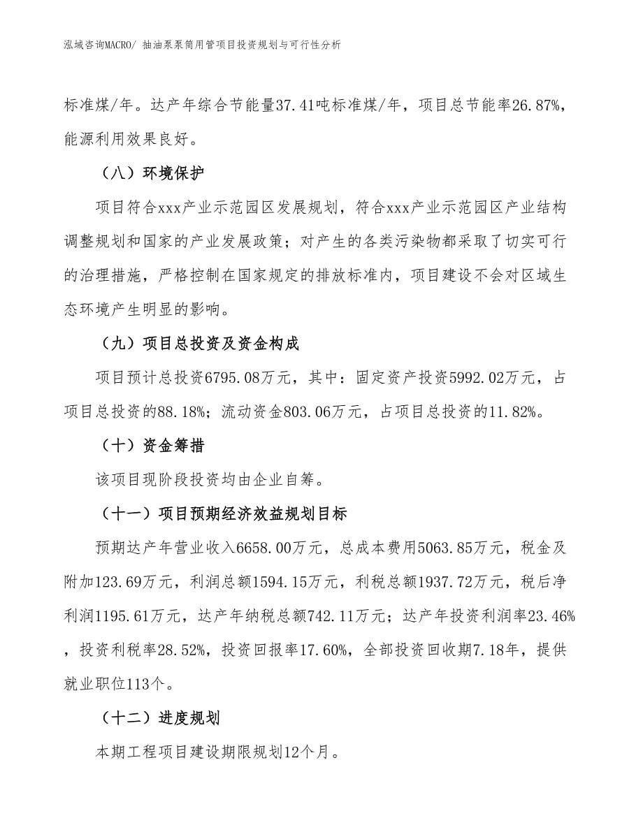 抽油泵泵筒用管项目投资规划与可行性分析_第5页