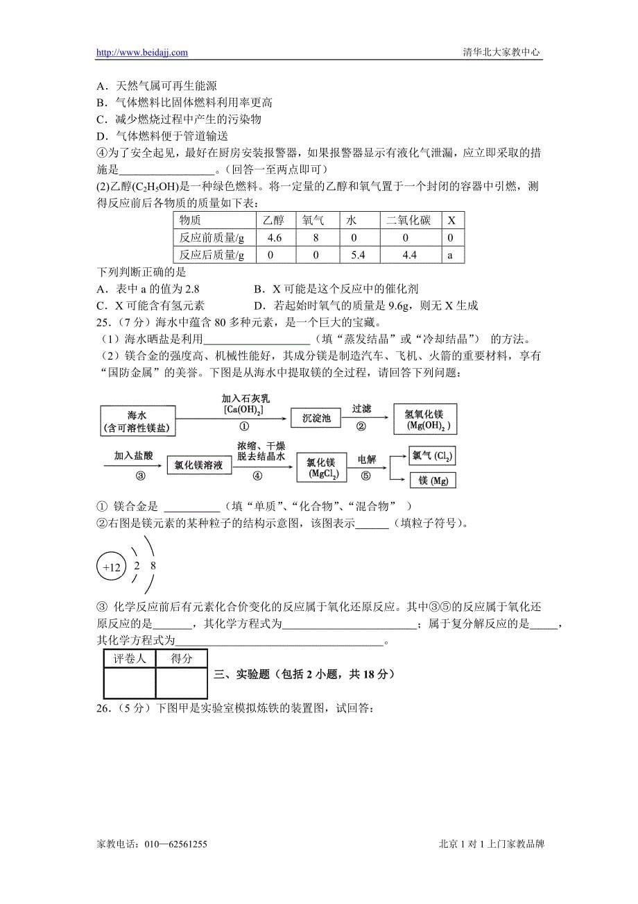 中考化学考前练兵模拟试题_第5页