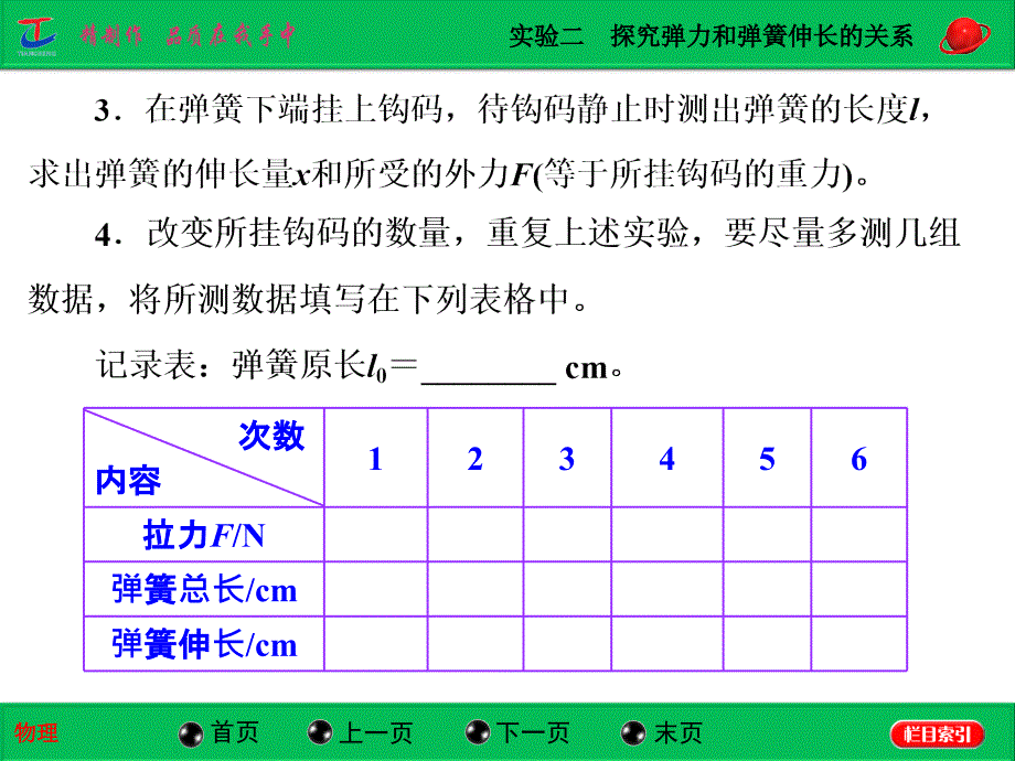 实验二  探究弹力和弹簧伸长的关系_第4页