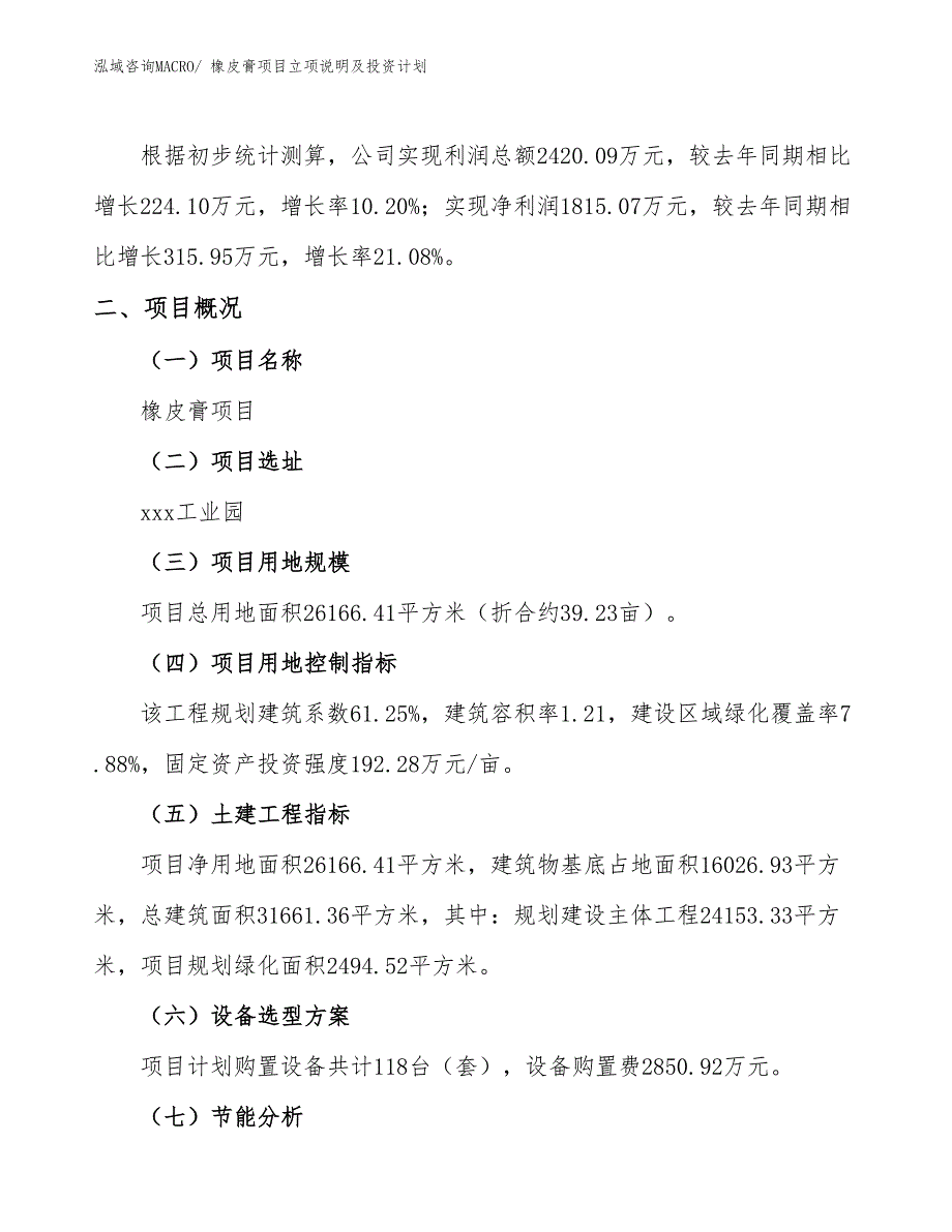 橡皮膏项目立项说明及投资计划_第2页