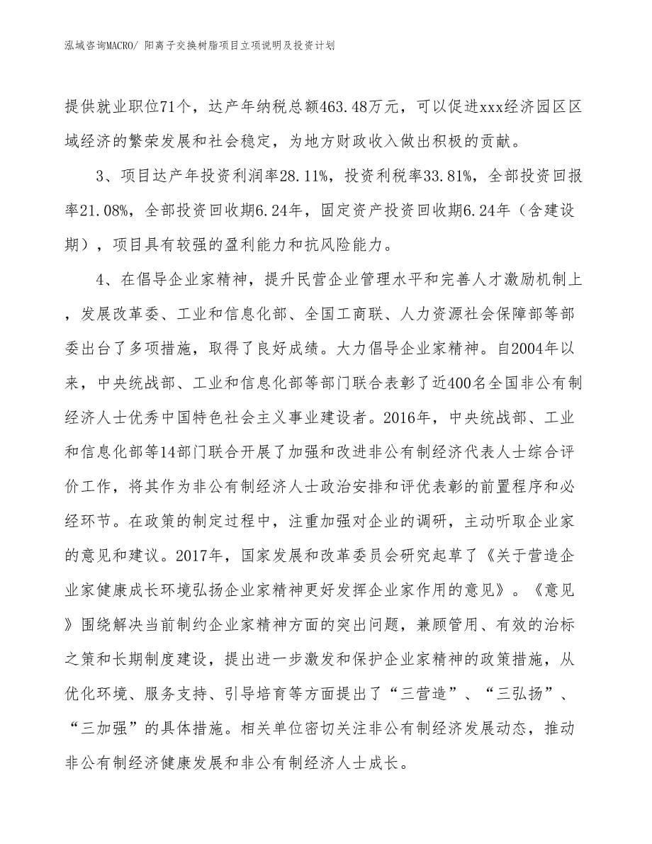 阳离子交换树脂项目立项说明及投资计划_第5页