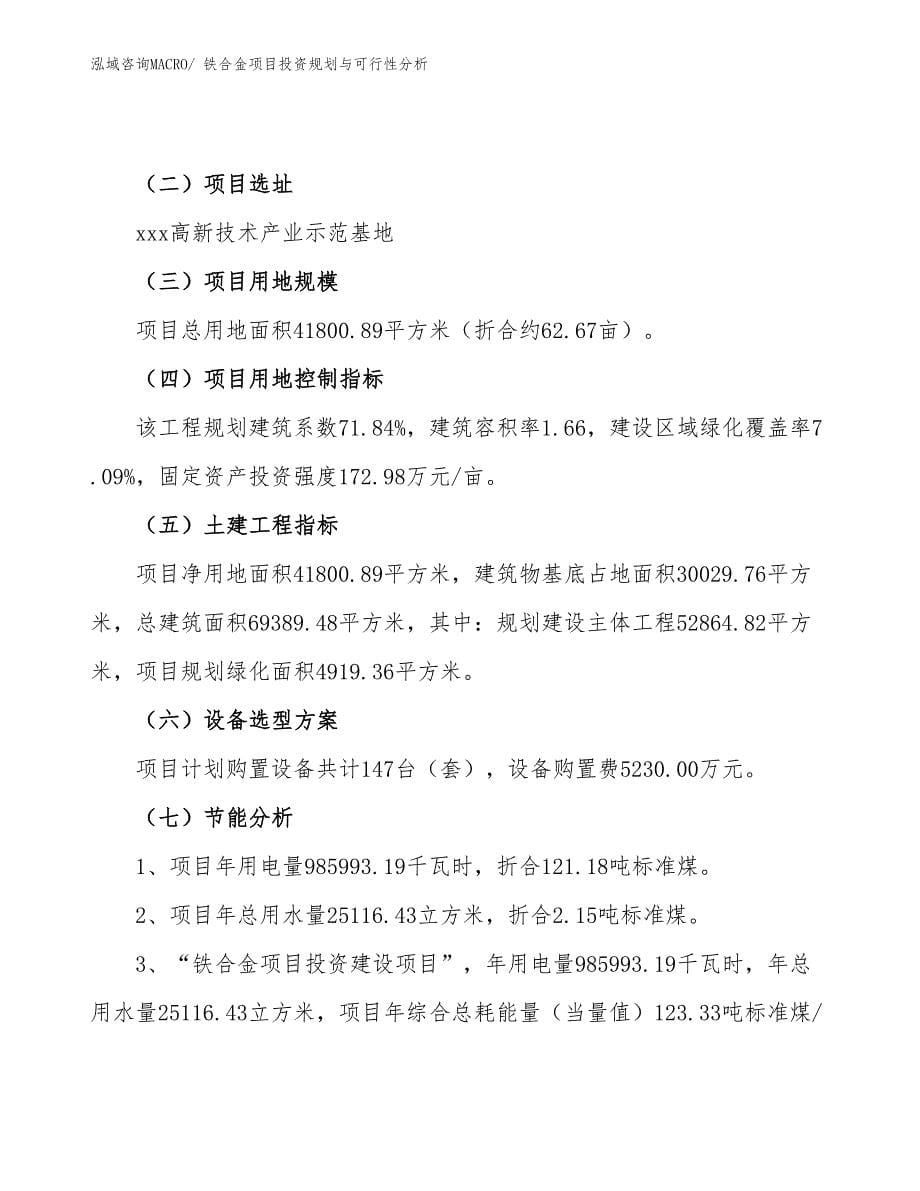 铁合金项目投资规划与可行性分析_第5页