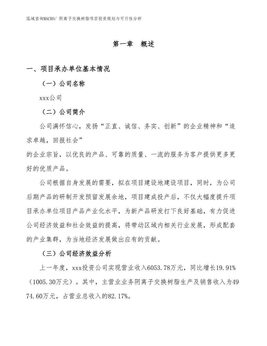 阴离子交换树脂项目投资规划与可行性分析_第3页