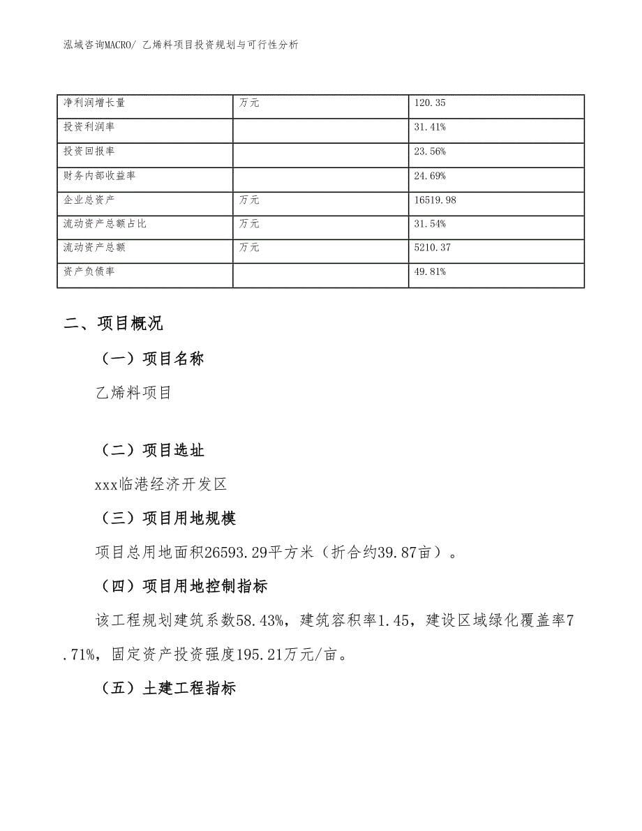 乙烯料项目投资规划与可行性分析_第5页