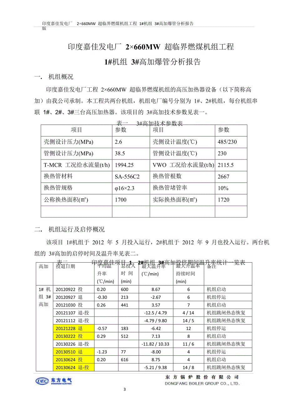 嘉佳发电厂2660mw超临界燃煤机组工程1#机组3#高加爆管分析报告_第3页