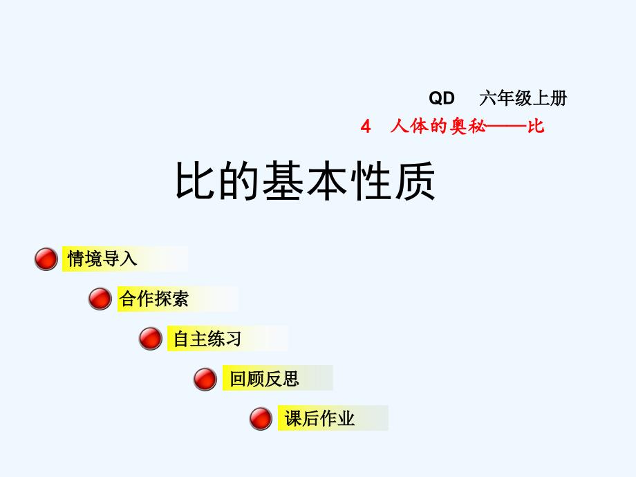 青岛版数学六年级上册第四单元信息窗1《比的基本性质》ppt课件_第1页