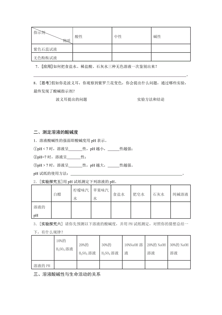 《课堂点睛》九年级化学沪教版下册：【学案】7.1溶液的酸碱性_第2页