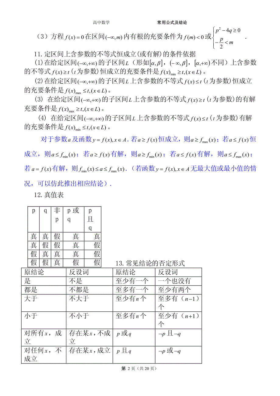 高中数学常用公式及结论(整理)_第2页