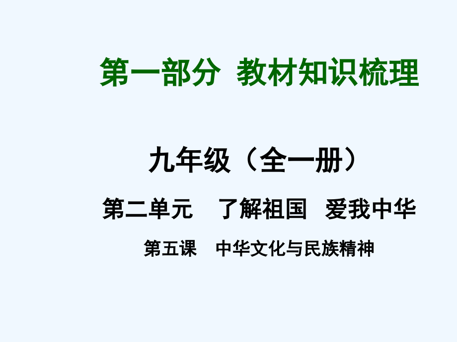 【河南中考面对面】中考政治总复习 第2单元 第5课 中华文化与民族精神课件 新人教版_第1页