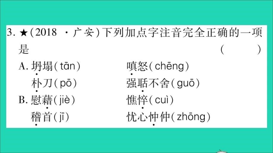 四川省2019年中考语文 专题1 字音 字形精讲课件_第5页