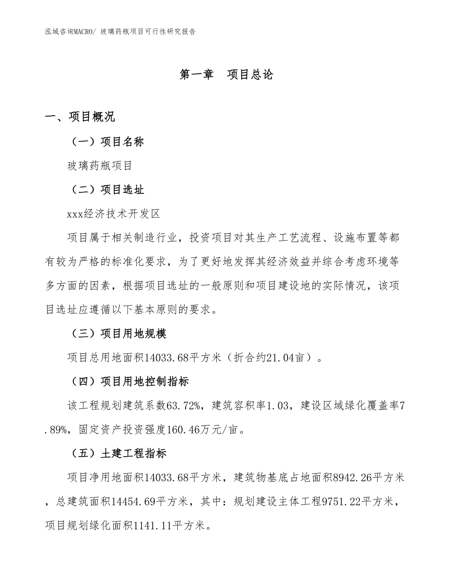 玻璃药瓶项目可行性研究报告_第1页