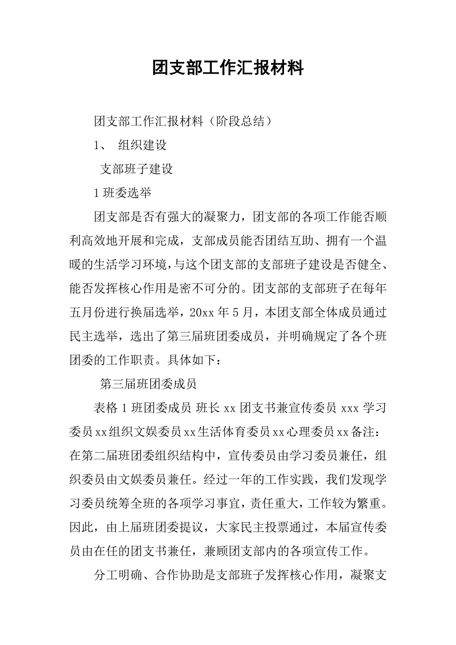 团支部工作汇报材料.doc_第1页