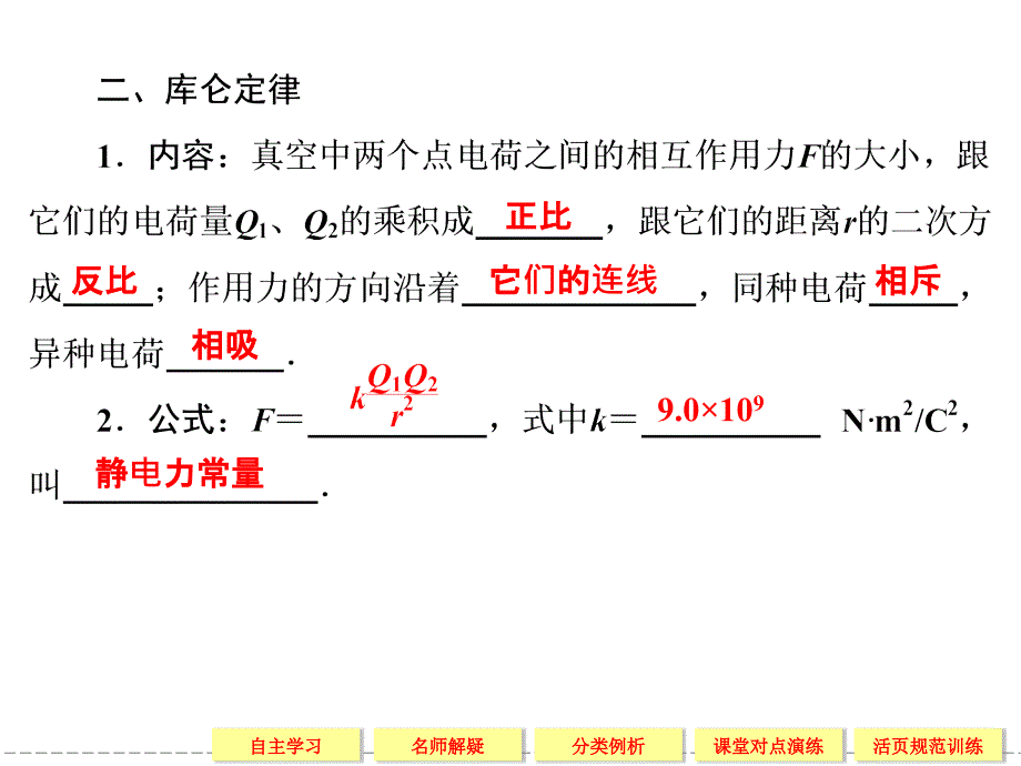 2013-2014学年高中物理鲁科版选修3-1第1章1-2静电力库仑定律_第4页