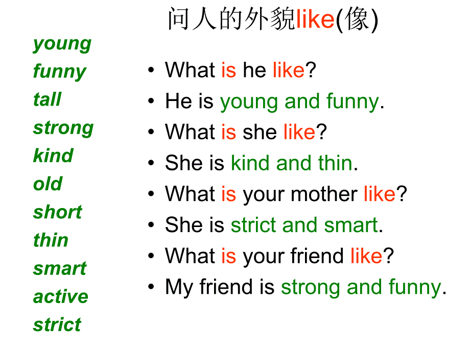 问人的外貌like(像)_第1页