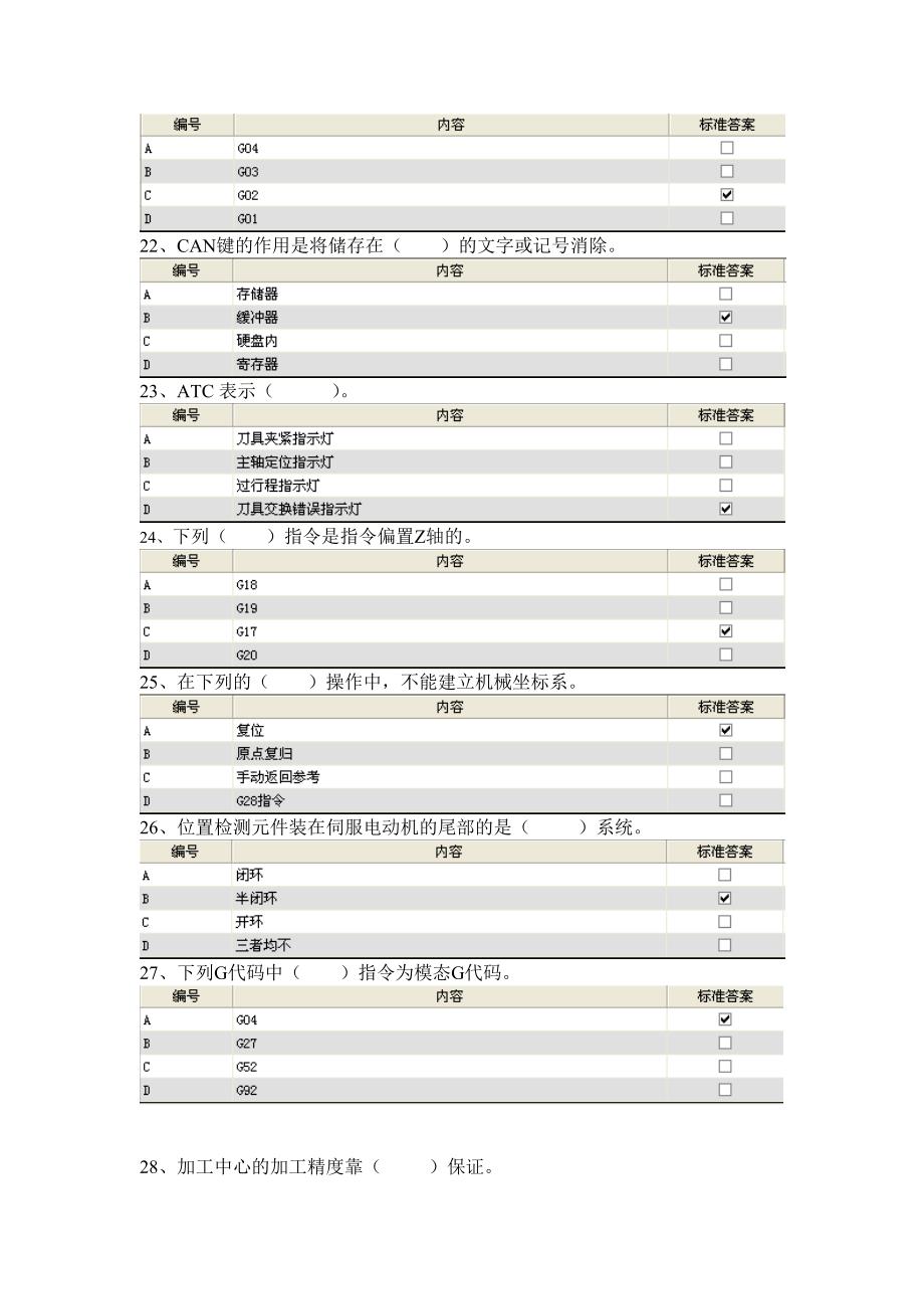 加工中心中级理论-广东省_第4页