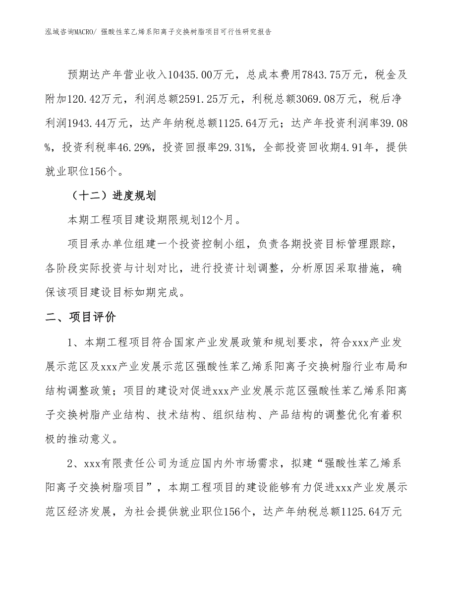 强酸性苯乙烯系阳离子交换树脂项目可行性研究报告_第3页