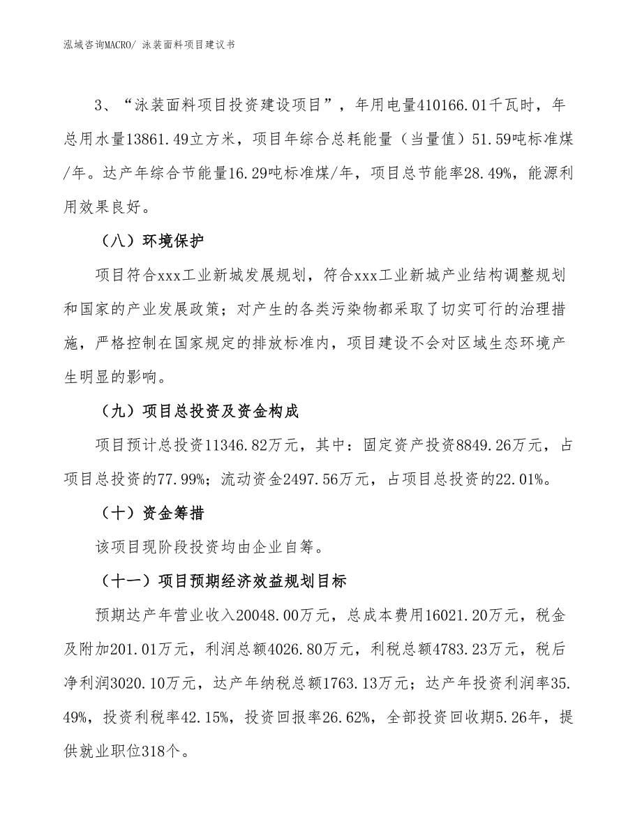 泳装面料项目建议书(50亩，投资11300万元）_第5页