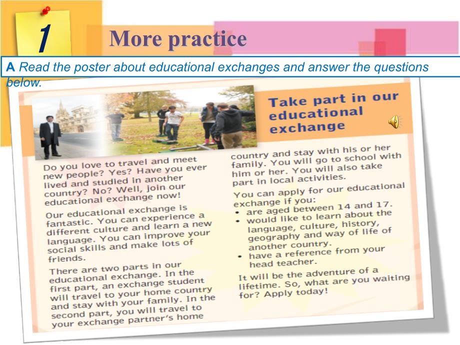 牛津深圳版英语八上unit 5《educational exchanges》（period 5）ppt课件_第2页