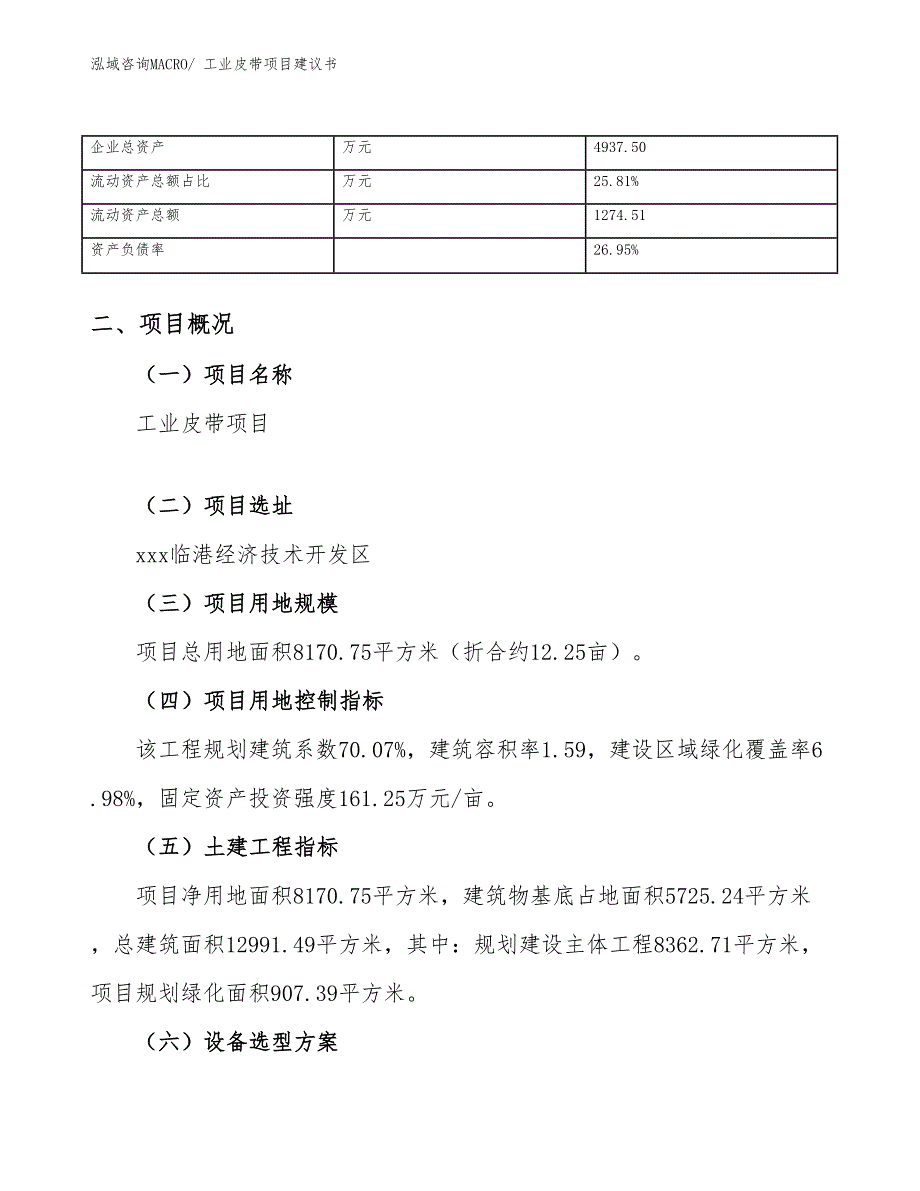 工业皮带项目建议书(12亩，投资2600万元）_第4页