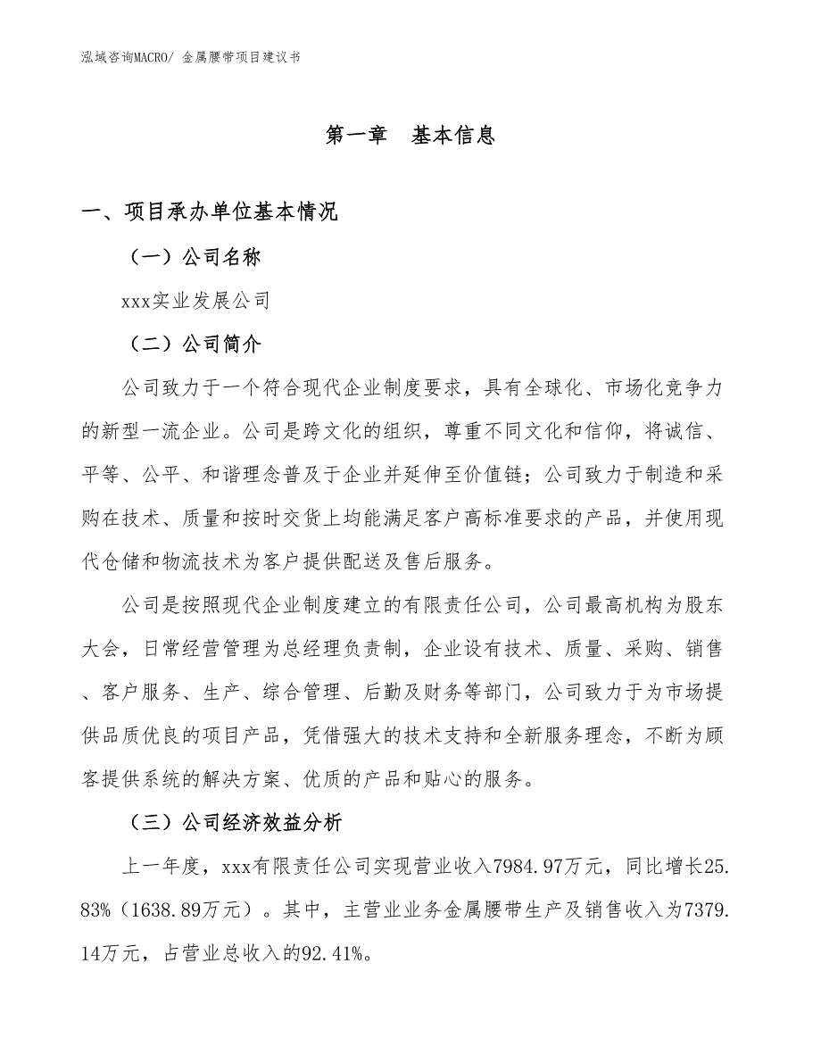 金属腰带项目建议书(36亩，投资7000万元）_第3页