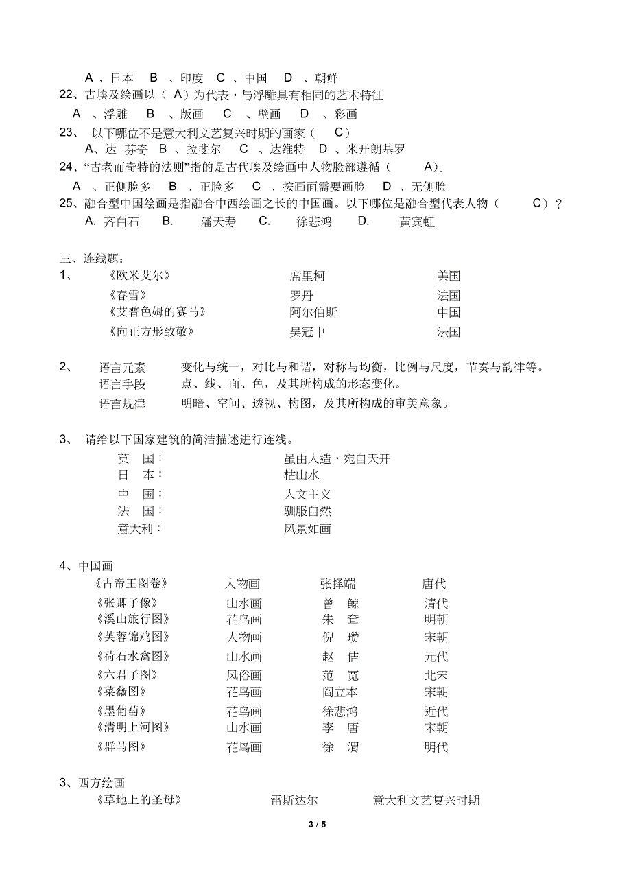 高中美术鉴赏复习试题答案(2017年)_第3页