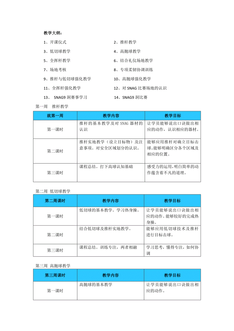 斯耐客高尔夫校园体育课程教学大纲_第2页