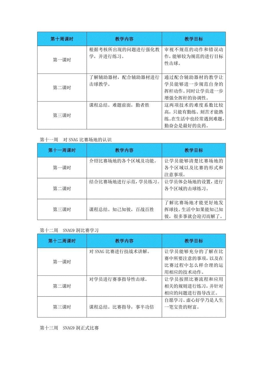 斯耐客高尔夫校园体育课程教学大纲_第5页