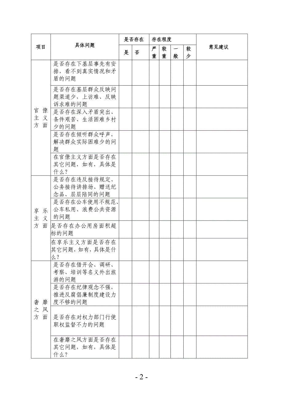 对xx班子作风建设方面的征求意见表（样本）_第2页