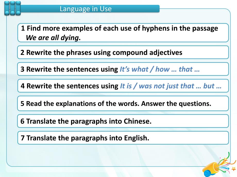 【5A版】新标准大学英语综合教程Language-in-use_第1页