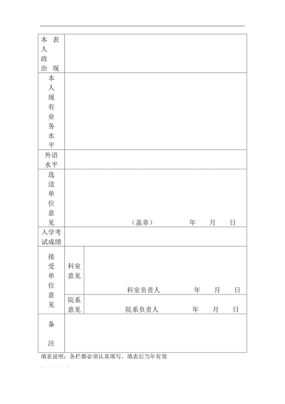 医院进修申请表模板_第2页