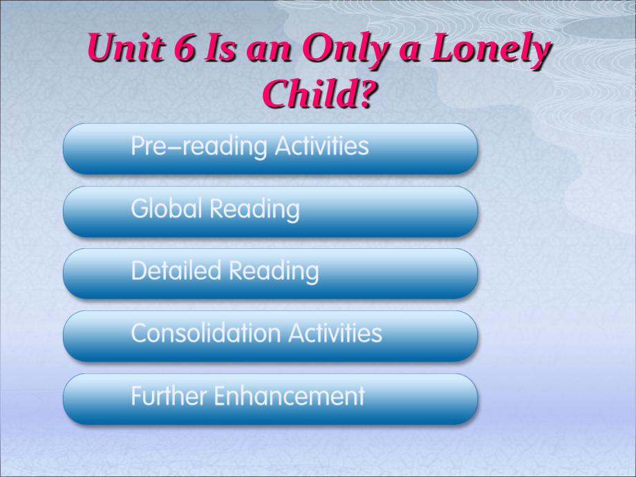 Unit 6 Is an Only a Lonely Child综合教程一_第1页