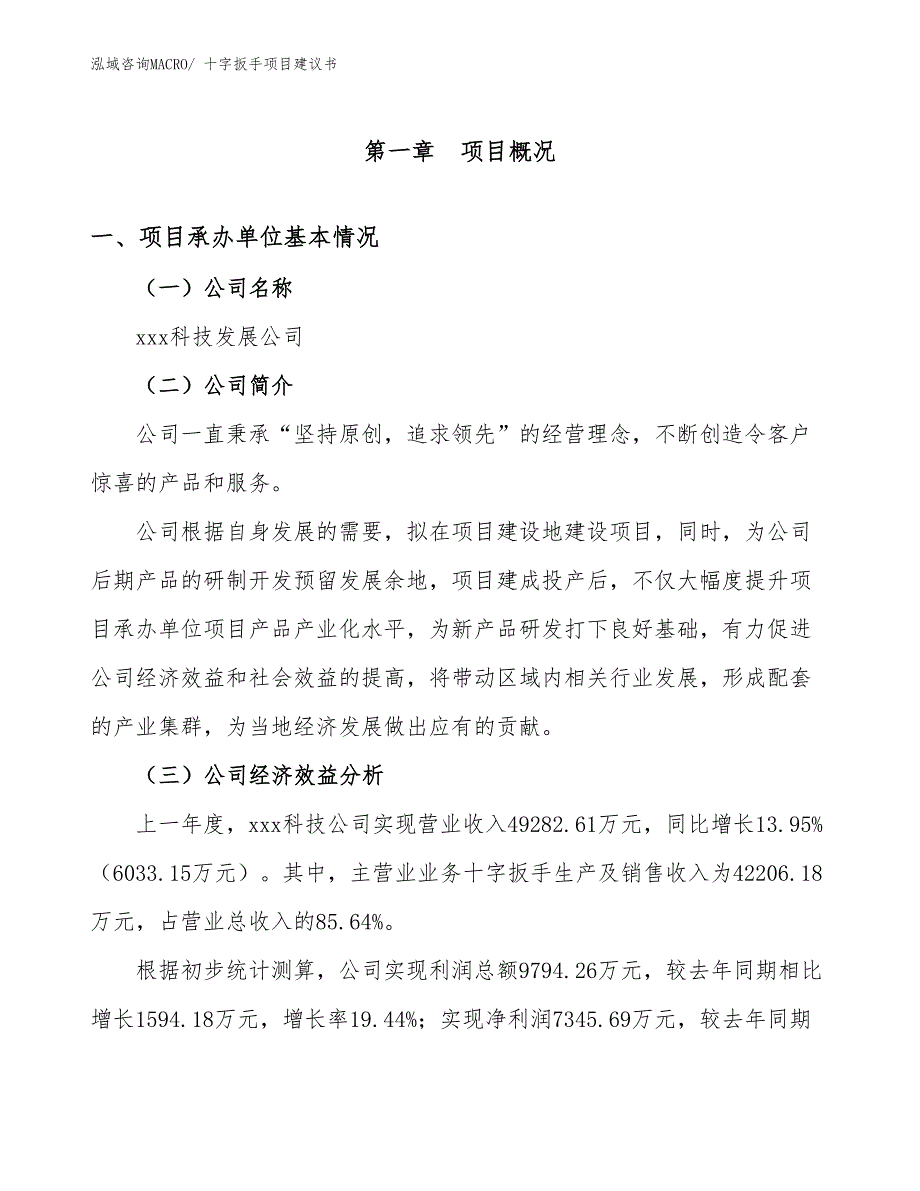 十字扳手项目建议书(90亩，投资24800万元）_第3页