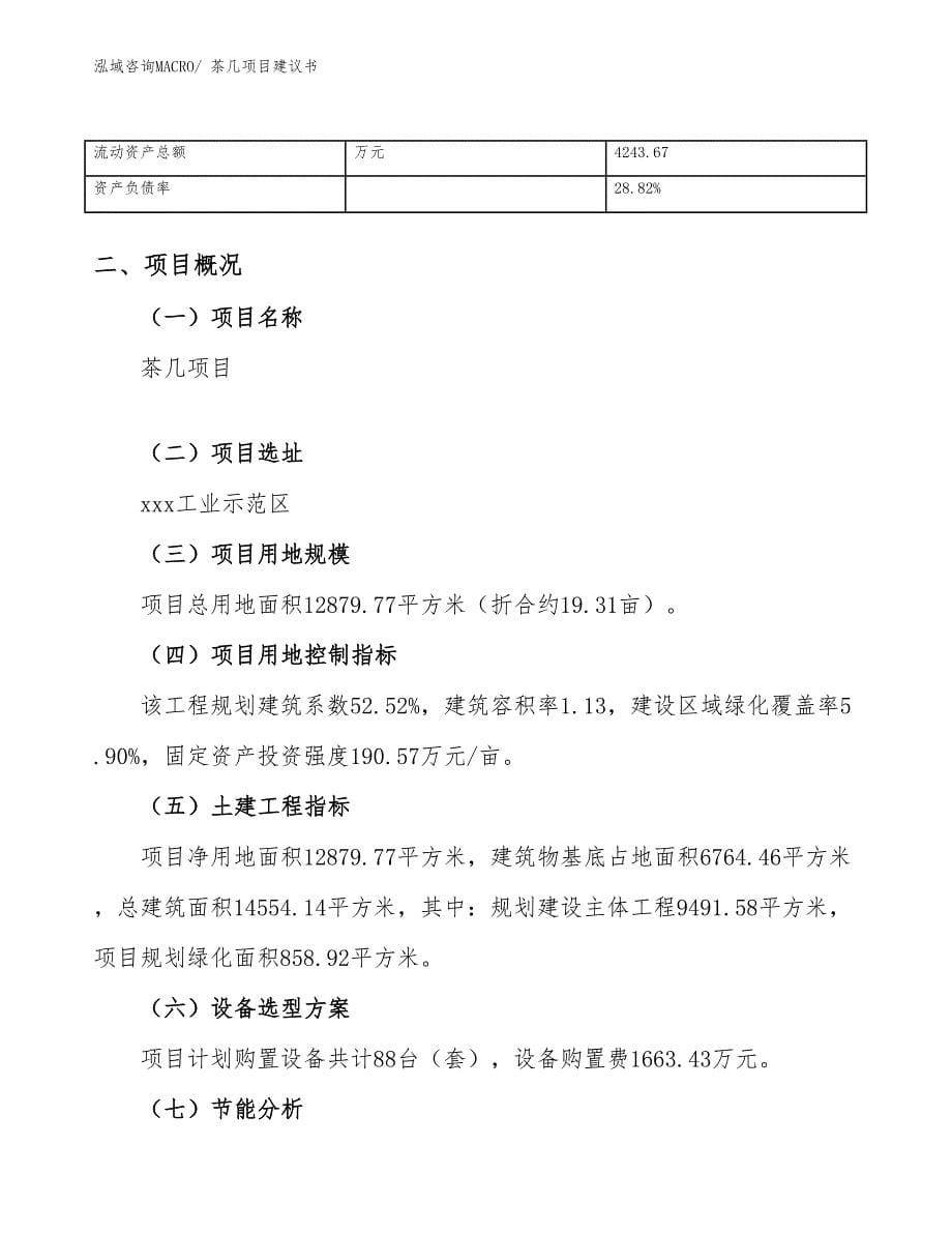 茶几项目建议书(19亩，投资5200万元）_第5页