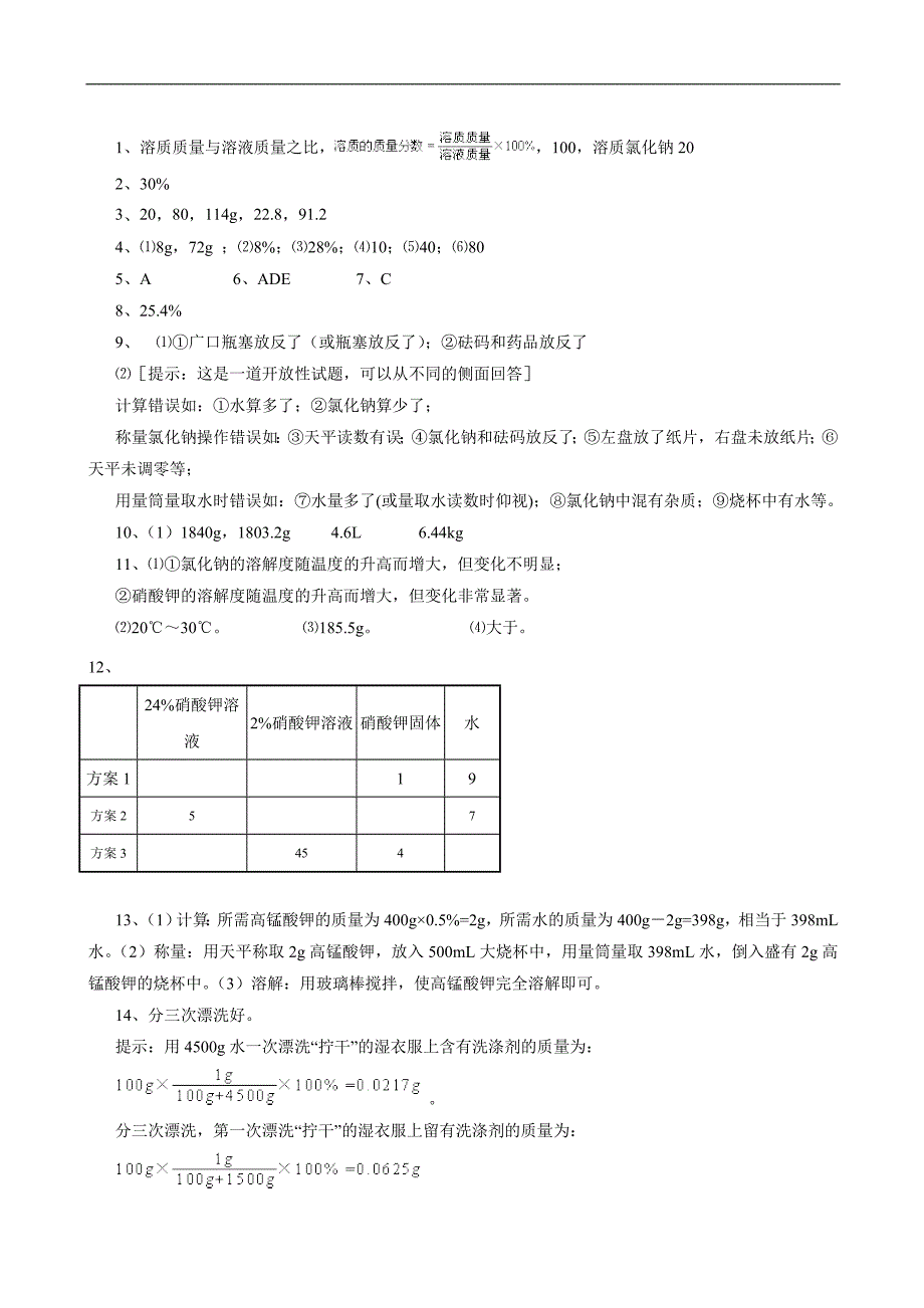 九年级化学下册93溶质的质量分数同步练习2人教新课标版_第3页