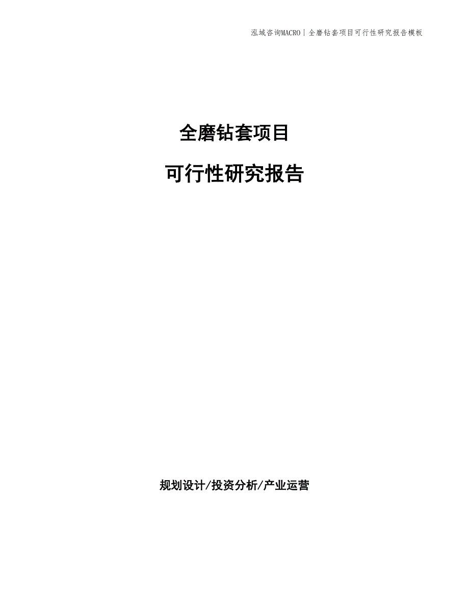 全磨钻套项目可行性研究报告模板_第1页