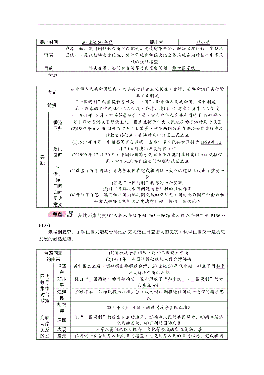 2018年中考历史（河北专版）总复习（检测）：第10讲　民族团结与祖国统一_第2页