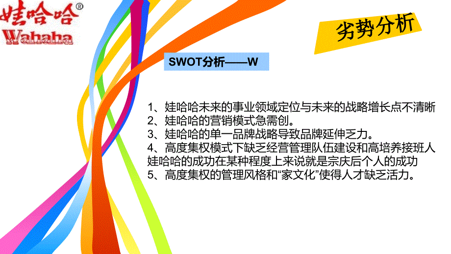 哇哈哈公司swot分析营销策划ppt_第4页