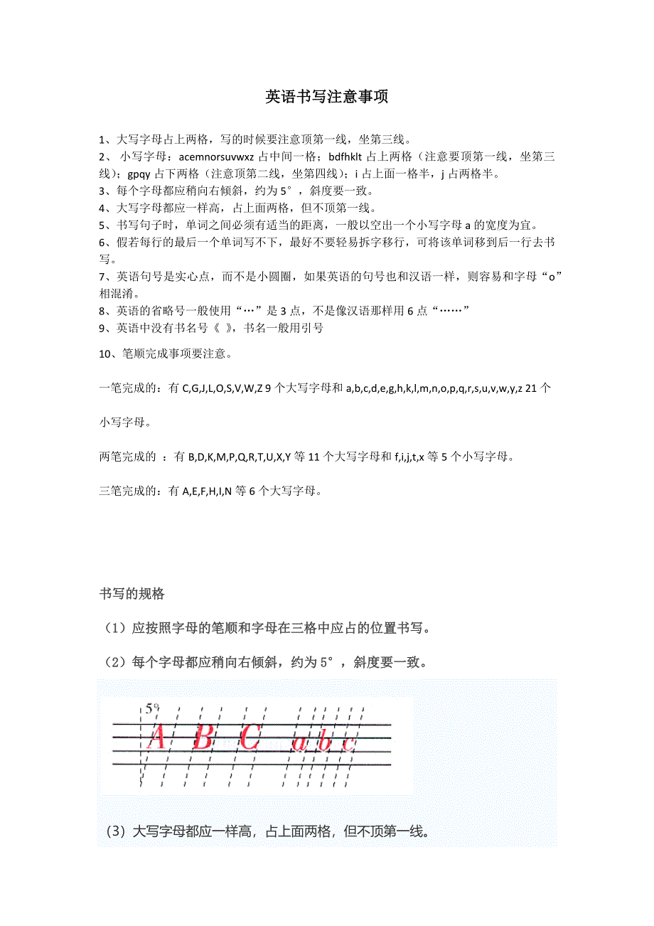 英语书写注意事项_第1页