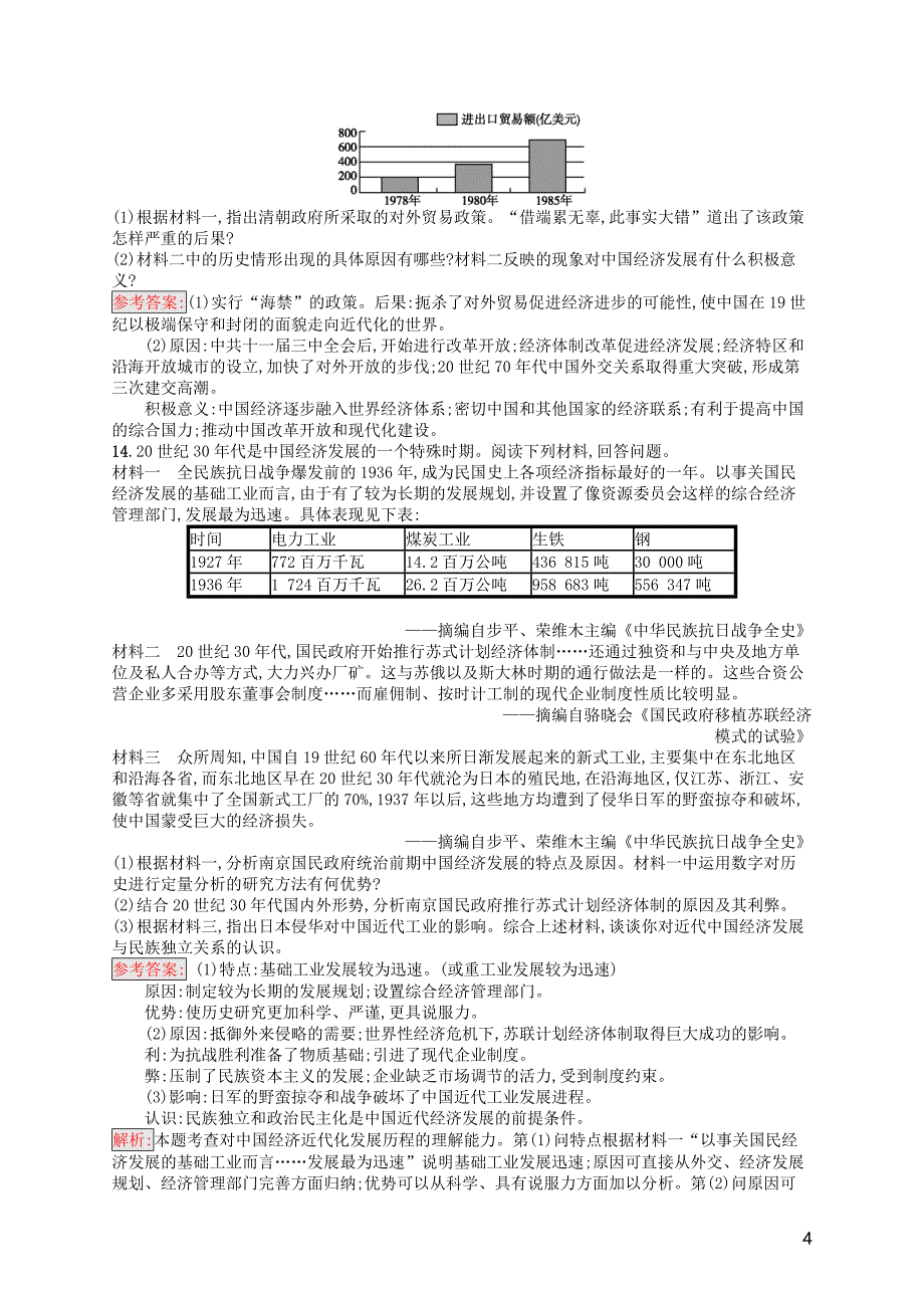 （浙江选考ⅰ）2019高考历史总复习 专题7 古代中国经济和近代中国资本主义的曲折发展专题检测_第4页