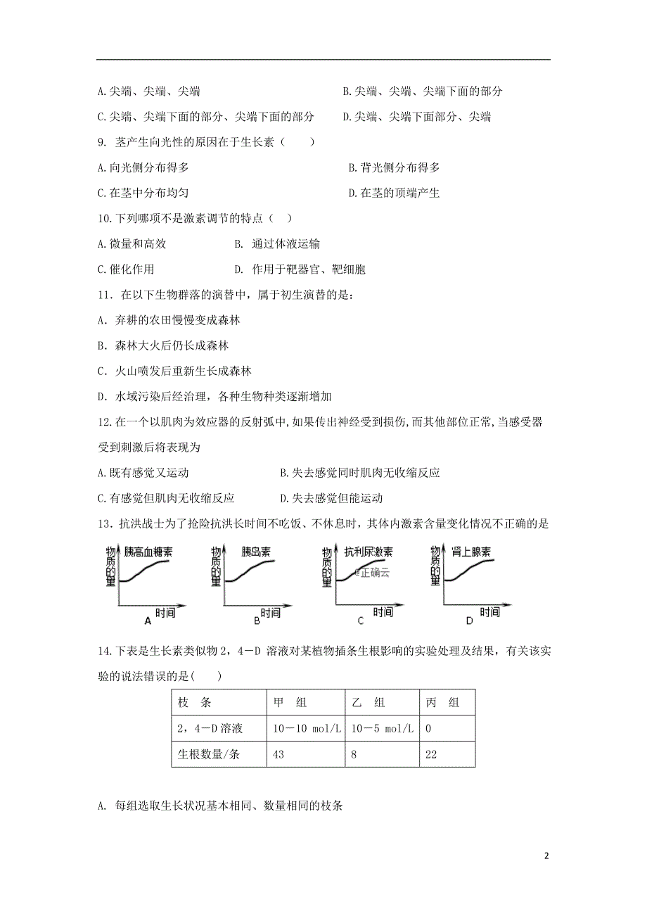 江苏省江阴一中2018-2019学年高二生物12月月考试题_第2页