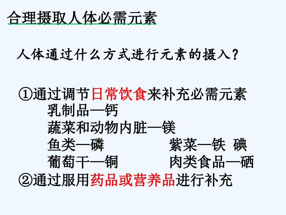 2018年优课系列高中化学苏教版选修1 专题2 第一单元 摄取人体必需的化学元素 课件（19张） _第4页