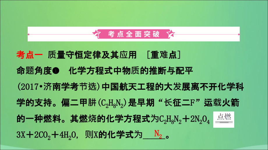 山东省济南市2019年中考化学总复习 第六讲 定量研究化学反应课件_第2页