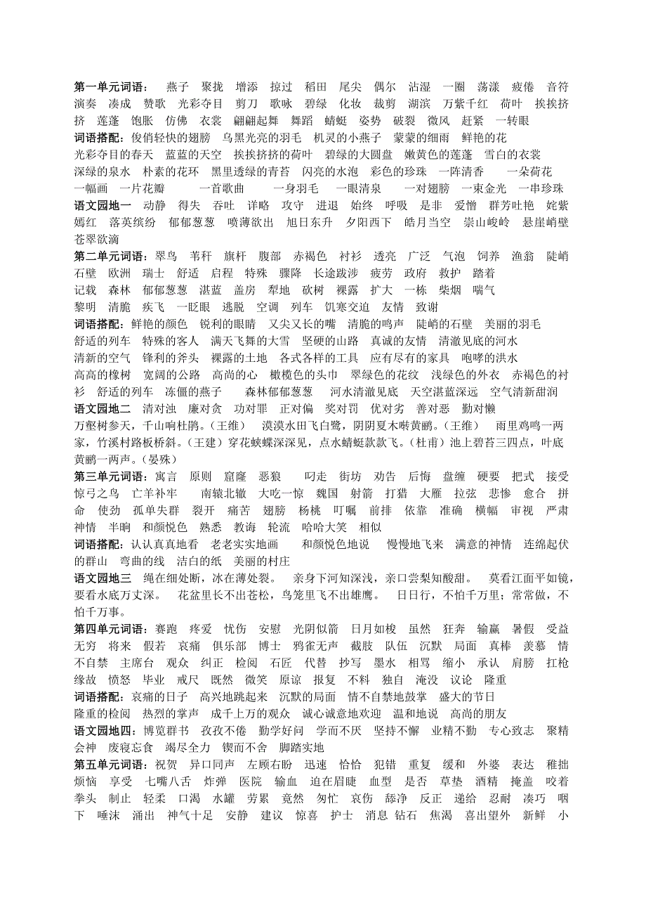 人教版三年级下册语文总复习资料大全(含词语,近反义词,多音字,形近字等)_第1页