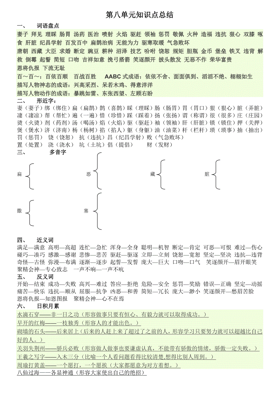 四年级语文下册第八单元知识点总结_第1页