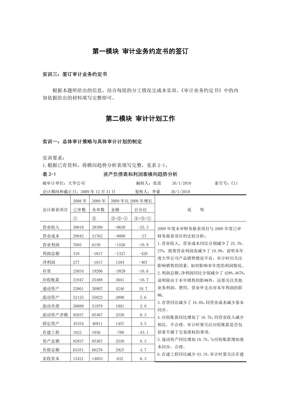 审计实训教程参考 答案_第1页