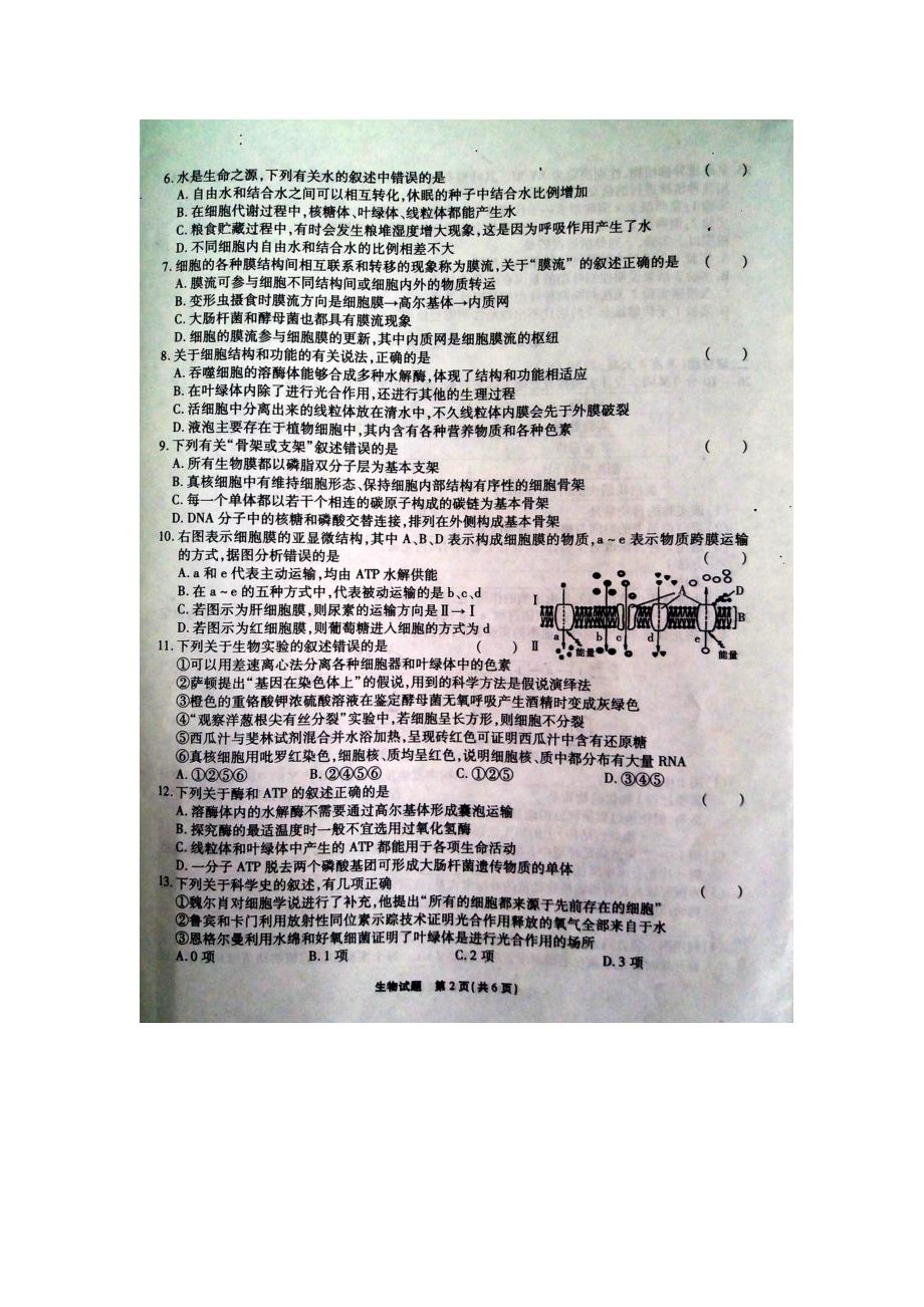 安徽省江淮十校第二次联考生物试题doc1_第2页