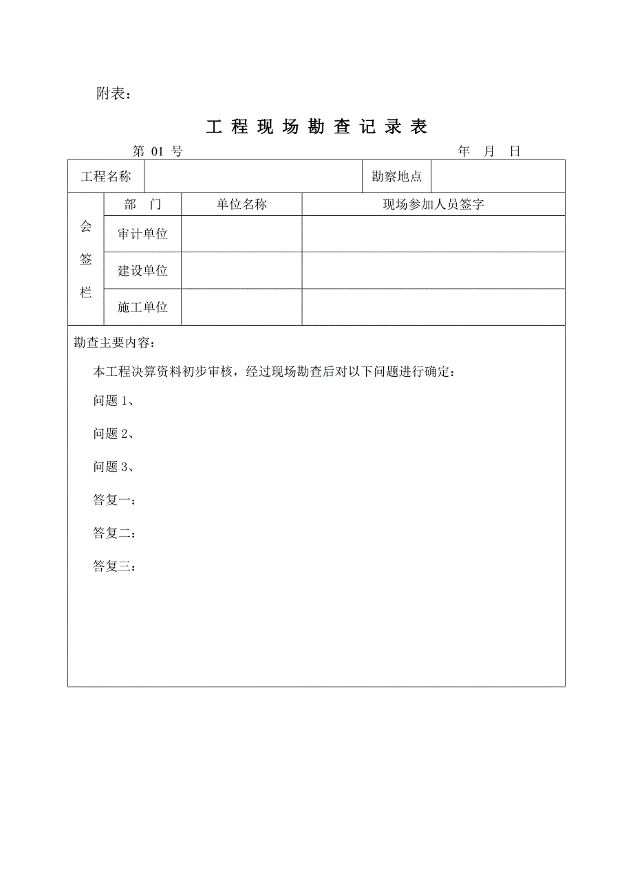 造价审计工作现场勘查记录的目的及要点(含勘查记录表)_第4页