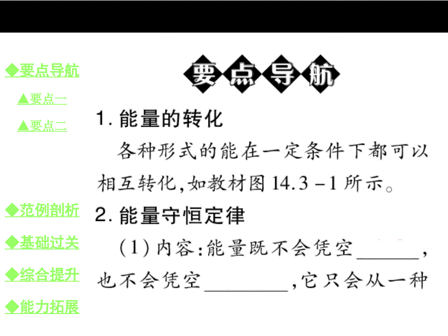 人教版九年级物理上册同步教学课件 14.3 能量的转化和守恒_第2页