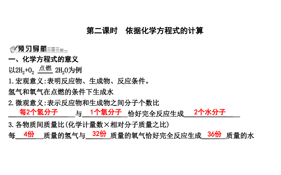 （沪教版）九年级化学全册课件：第4章 第3节 第二课时　依据化学方程式的计算_第1页